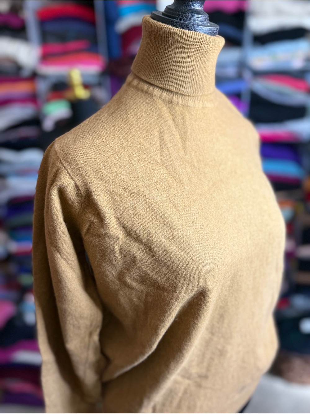 Vintage Classic Turtleneck Cashmere Sweater in Camel From Germany
